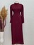 Ebru Bağcıklı Krep ELBISE-PA9598 Bordo 2