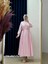 Ravuna Bağlamalı Çizgili Pırıltılı ELBISE-BY91097 Pembe 1