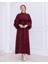 Irem Kolları Piliseli Yakma ELBISE-PA9548 Bordo 1