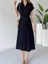 Keten, Düğmeli Midi Boy Elbise 1