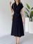 Keten, Düğmeli Midi Boy Elbise 3