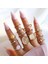 Warm - Ay Taşlı Altın Pastel Renkli 13 Parça Boho Retro Vintage Çoklu Lüks Yüzük Seti 1