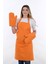 Turuncu 3'lü Mutfak Önlüğü ve Eldiven Seti, askılı ve cepli, pamuk polyester, 60x80 1