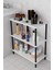 3 Raflı Çevir Kur Banyo Rafı Çok Amaçlı Düzenleyici Açık Raflı Dolap, Metal Gövdeli Organizer Raf 3