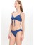 Kadın Mavi Kot Görünümlü Önden Bağlama Detaylı Fiyonklu Geniş Üçgen Bikini Takımı 24S119ST 4