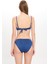 Kadın Mavi Kot Görünümlü Önden Bağlama Detaylı Fiyonklu Geniş Üçgen Bikini Takımı 24S119ST 5