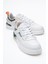 Erkek Kalın Taban Bağcıklı Sneaker Gerçek Deri Hj 25205M Beyaz/turuncu 2