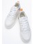 Erkek Kalın Taban Bağcıklı Sneaker Gerçek Deri Hj 25205M Beyaz/turuncu 5