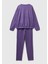 Kadın Mor Slogan Baskılı Pijama Takımı 4