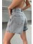Kadın Açık Mavi Parlak Taşlı Kot Şort Tasarım %100 Koton Denim Şort 2