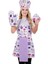 5'li mutfak önlüğü seti, mor renk, pamuk polyester, şapka, eldiven, tutacak, 55x75 cm 1