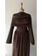 Drape Detaylı Acıkahve Penye Elbise 2
