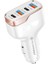 MT36 4 Portlu Type-C USB Araç Hızlı Şarj Çakmaklık Adaptörü Toplamda 96W Şarj Gücü Qc 3.0 18W Pd 30W Turbo Şarj Desteklemez (Beyaz) 1