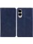 Samsung Galaxy S25 Edge Kılıfı Güçlü Manyetik Pu Deri Telefon Kılıfı Buzağı Dokusu-Mavi (Yurt Dışından) 1