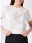 Bisiklet Yaka Baskılı Kırık Beyaz Kadın T-Shirt F5SL-TST0379 4