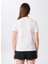 Bisiklet Yaka Baskılı Kırık Beyaz Kadın T-Shirt F5SL-TST0379 5