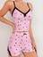 Pembe Kalp Desenli Dantel Detaylı Crop Şort Takım – %100 Polyester, Askılı Ev Giyim 1