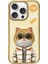 iPhone 16 Pro Uyumlu 3D Gözlük Fermuar Hipster Kedi Nakış İşlemeli Kabartmalı Cool Cute Kılıf 1