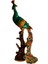 Kristal Taş Işlemeli Metal Tavus Kuşu Biblo – Ağaç Üzerinde Dekor – 18X9 cm 1