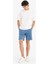 Regular Fit Beli Lastikli Rahat Kalıp Jean Bermuda Şort E4537AX25SM 2