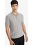 Standart Fit Polo Yaka Yarım Fermuarlı Triko Kısa Kollu Tişört F1945AX25SM 3