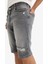 Slim Fit Dar Kesim Jean Bermuda Şort F4692AX25SM 4