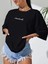 Baskılı Oversize Bisiklet Yaka T-Shirt - Siyah 2