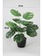 Siyah saksıda 45 cm yapay devetabanı (monstera) bitkisi, doğal görünüm, yeşil renk 4