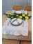 Vintage fırfırlı keten masa örtüsü, doğal ve şık 40x110 cm, dikdörtgen şekil 2