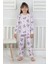 %100 Pamuk Süprem Penye Kumaş Uzun Kollu Bisiklet Yaka Kız Çocuk Pijama Takımı 3-8 Yaş 1