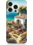 Apple iPhone 16 Pro Max Uyumlu Kıyıda Renkli Bahçe Beyaz Ev Desenli Silikon Kılıf 1