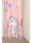 Unicorn Pembe Çiçek Yaprak Çocuk Odası Desenli Özel Tasarım Dijital Baskılı (Tek Kanat) Fon Perde 1
