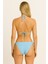 Kadın Mavi Üçgen Bikini Takımı Ayarlanabilir Bağlamalı Üst ve Alt 3