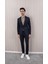 Erkek Likralı Beli Ipli Slim Fit Mono Yaka Takım Elbise 1