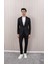 Erkek Likralı Beli Ipli Slim Fit Mono Yaka Takım Elbise 1