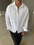 Erkek Oversize Fit Uzun Kollu Müslin Gömlek - Beyaz 2