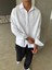 Erkek Oversize Fit Uzun Kollu Müslin Gömlek - Beyaz 3