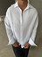 Erkek Oversize Fit Uzun Kollu Müslin Gömlek - Beyaz 4