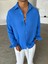 Erkek Oversize Fit Uzun Kollu Müslin Gömlek - Mavi 1
