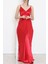 Ip Askılı Saten Elbise Kırmızı 3