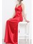 Ip Askılı Saten Elbise Kırmızı 4