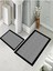 Su emici tiftik desenli kaymaz banyo takımı ve paspas, 60x100, polyester, siyah 1