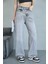 Baggy Gri Kar Yıkama Jean Pantolon Pallazo 1