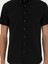 Erkek Siyah Slim Fit Keten Karışımlı Kısakol Gömlek 50288558-VR046 6