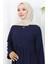 Bürümcük Kumaş Fermuarlı Elbise 6999-01 Lacivert 3