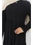 Bürümcük Kumaş Fermuarlı Elbise 6999-04 Siyah 4