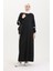 Kol Baskılı Fermuarlı Ferace 13045-02 Siyah 1