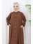 Çıtçıtlı Tunik Pantolon Ikili Takım 0097-07 Kahverengi 4