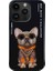iPhone 15 Pro Uyumlu 3D Gözlük Zincir Köpek Detaylı Nakış İşlemeli Kabartmalı Cool Glasses Kılıf 1