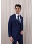 Erkek Likralı Slim Fit Sivri Yaka Yelekli Takım Elbise 4